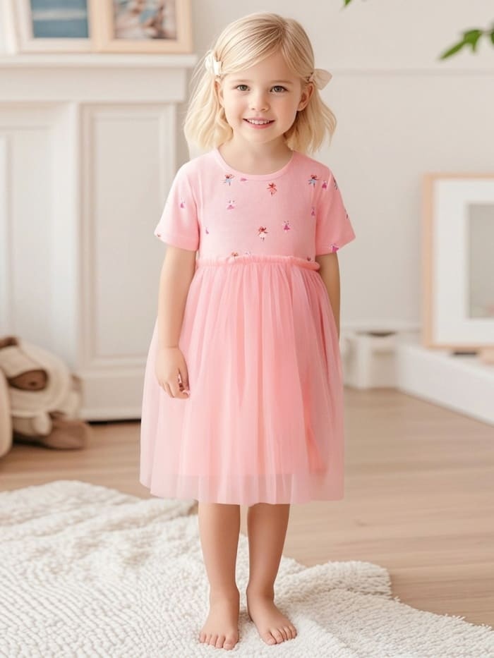 Little Maven Girls Animal Mouse Cotton Mesh Princess Dress