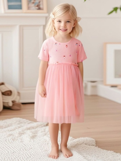 Little Maven Girls Animal Mouse Cotton Mesh Princess Dress