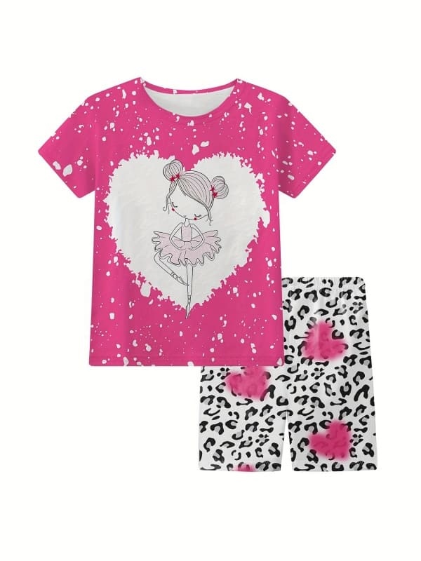 Little Maven Ballet Dreams 3D Love Flower Pajama Set for Girls