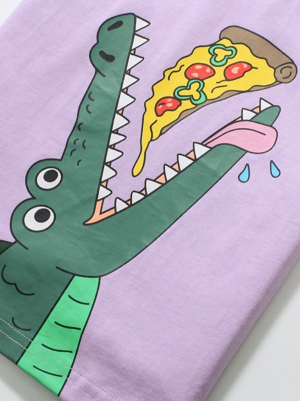 Little Maven Girls Cartoon Crocodile Cotton Tee