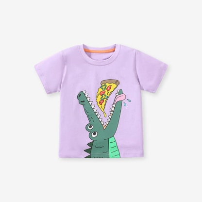 Little Maven Girls Cartoon Crocodile Cotton Tee