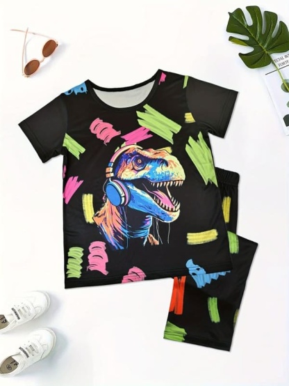 Little Maven Girls Dinosaur Print Organic Cotton Pajama Set