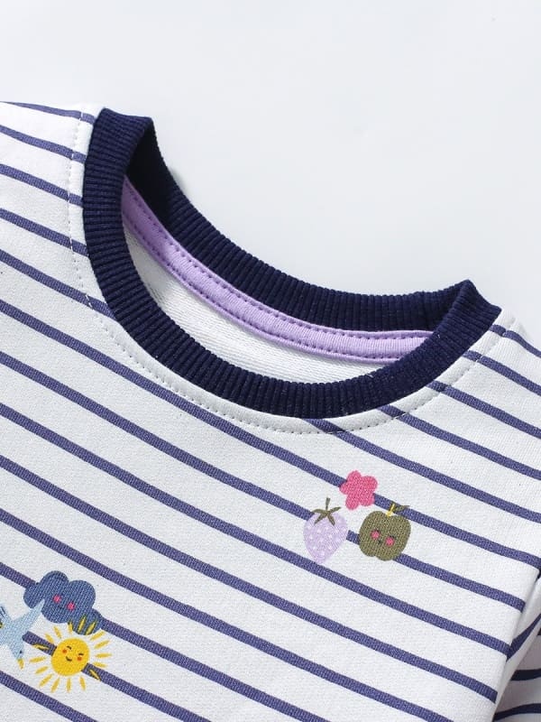 Little Maven Organic Cotton Striped Long Sleeve Dress for Girls