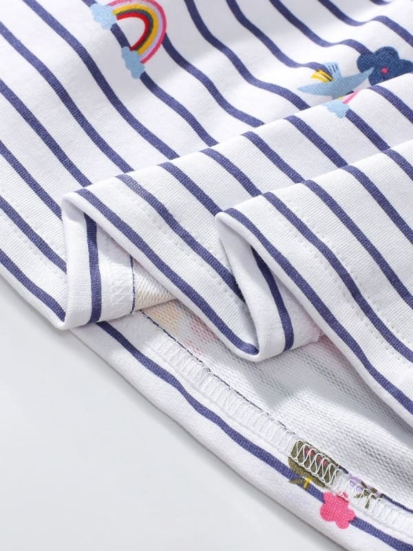 Little Maven Organic Cotton Striped Long Sleeve Dress for Girls