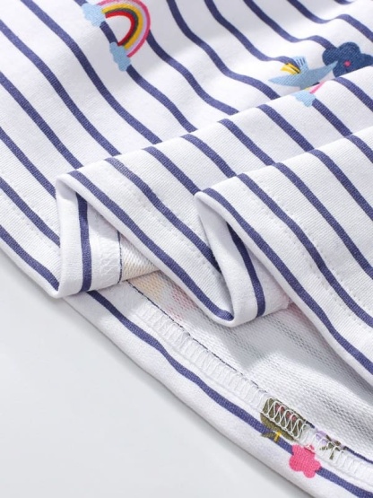 Little Maven Organic Cotton Striped Long Sleeve Dress for Girls