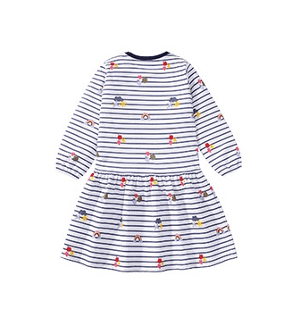 Little Maven Organic Cotton Striped Long Sleeve Dress for Girls