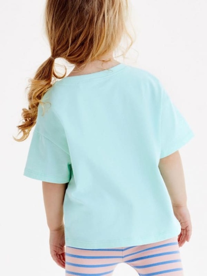 Little Maven Girls Cute 3D Cat Patch Embroidered Cotton Short Sleeve Tee