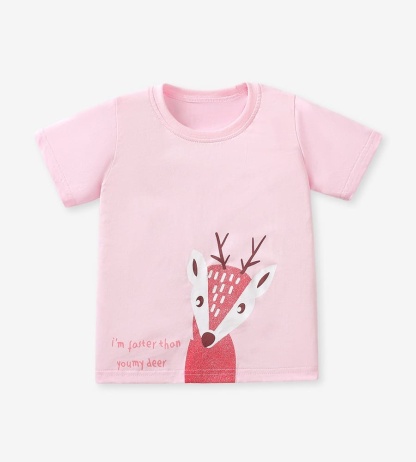 Little Maven Girls Cute Deer Pattern Cotton Short Sleeve Tee