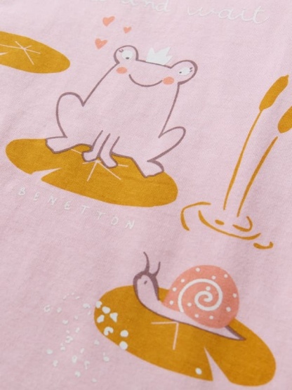 Little Maven Girls Cute Frog & Snail Organic Cotton Tee