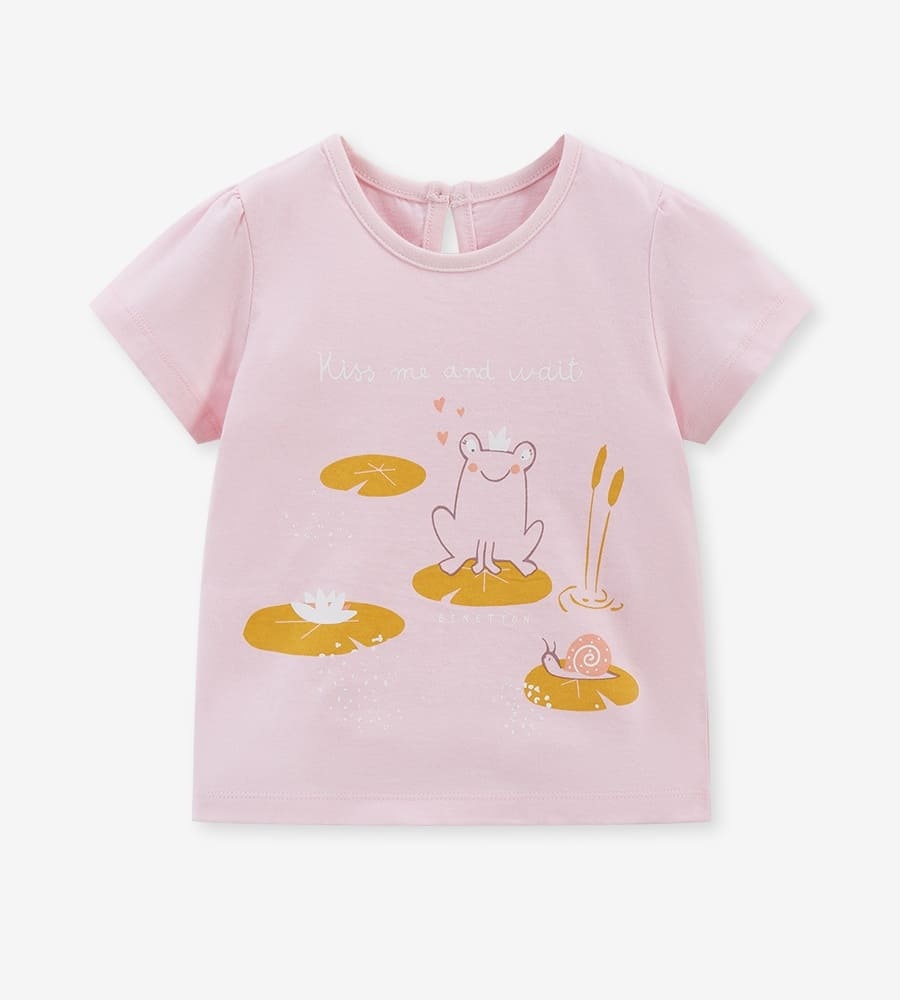 Little Maven Girls Cute Frog & Snail Organic Cotton Tee