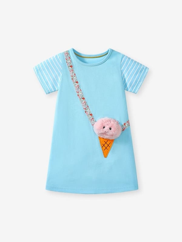 Little Maven Kid Girls Plush Doll Embroidered Cotton Dress