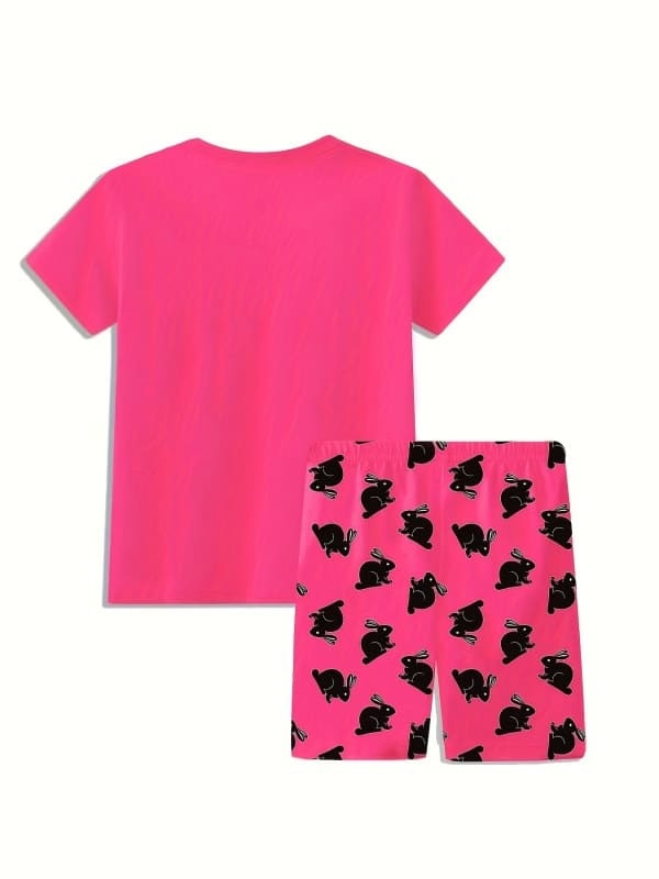 Little Maven Girls Cute White Rabbit Cotton Pajama Set