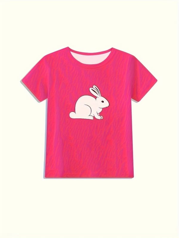 Little Maven Girls Cute White Rabbit Cotton Pajama Set