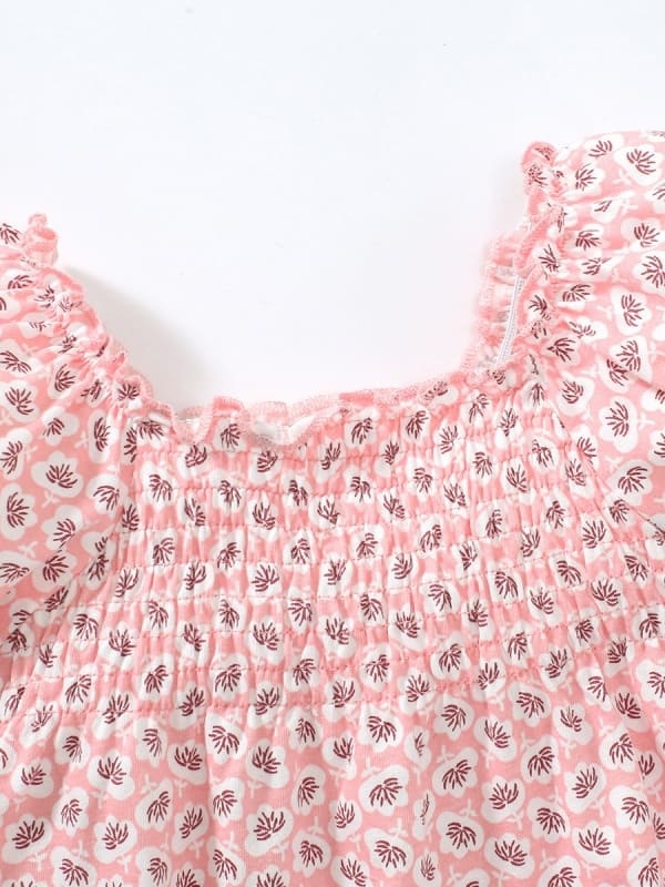 Little Maven Girls Floral Print Cotton Balloon Sleeve Tee