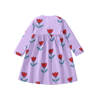 Little Maven Kid Girls Floral Print Cotton Long Sleeve Dress