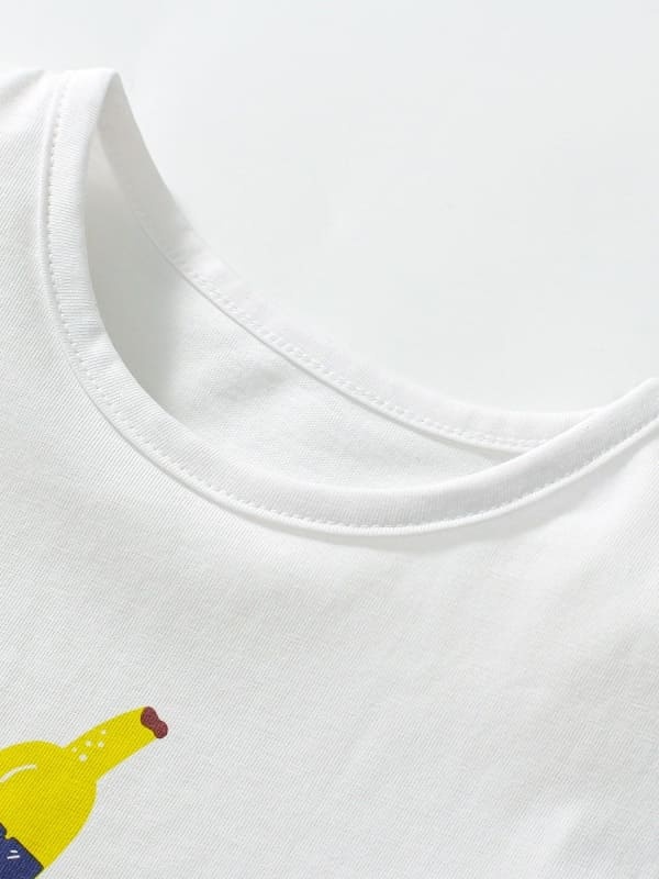 Little Maven Girls Fruit Letters Printed Organic Cotton Tee