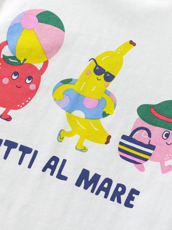 Little Maven Girls Fruit Letters Printed Organic Cotton Tee
