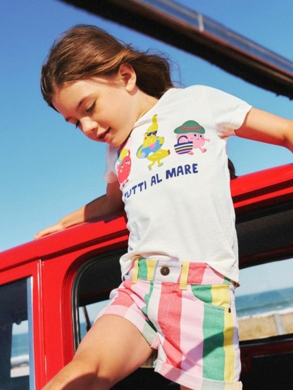 Little Maven Girls Fruit Letters Printed Organic Cotton Tee