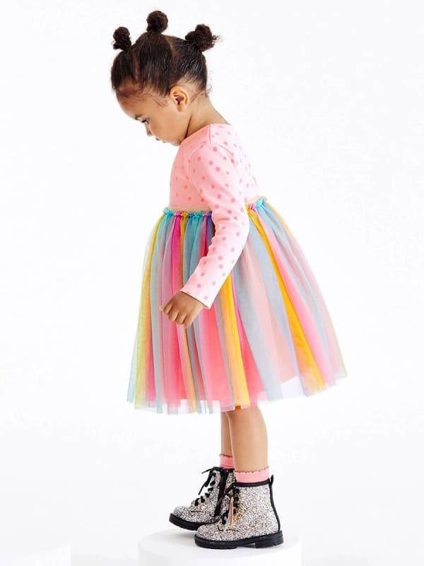 Little Maven Polka Dot Gradient Mesh Dress for Toddler Girls