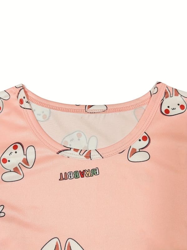 Little Maven Girls Rabbit & Carrot Print Cotton Pajama Set