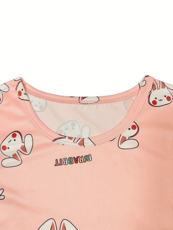 Little Maven Girls Rabbit & Carrot Print Cotton Pajama Set