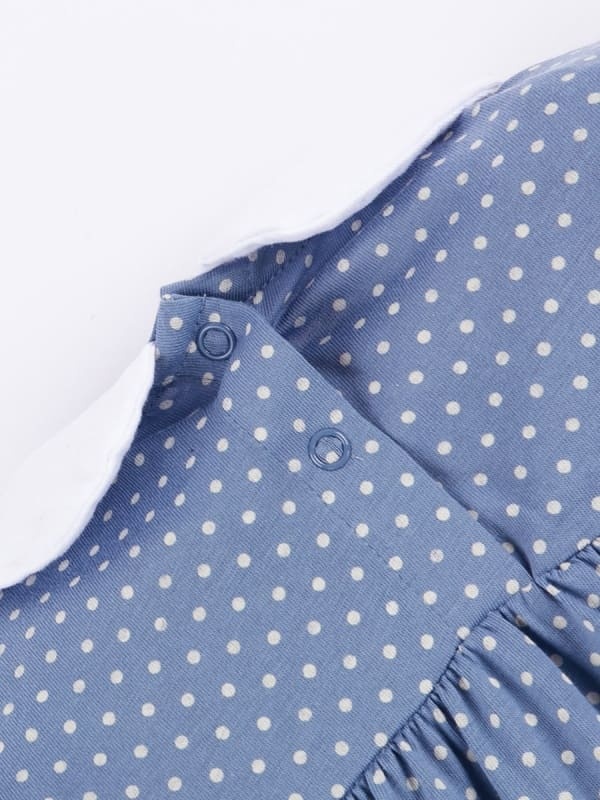 Little Maven Girls Short Sleeve Cotton Polka Dot Doll Collar Dress