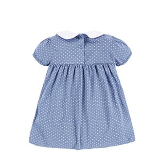 Little Maven Girls Short Sleeve Cotton Polka Dot Doll Collar Dress