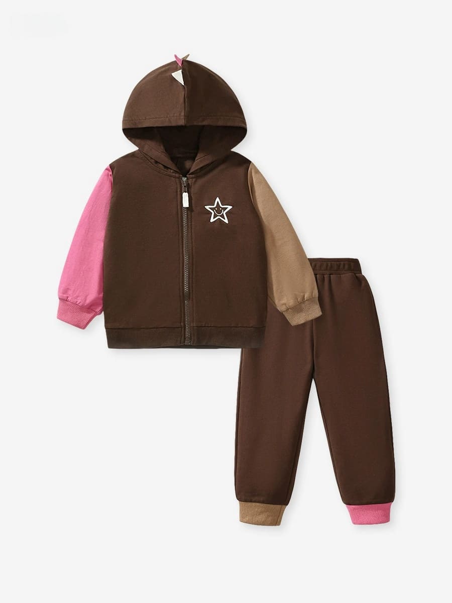 Little Maven Kids Star-Shaped Colorblock Cotton Jacket & Pants Set