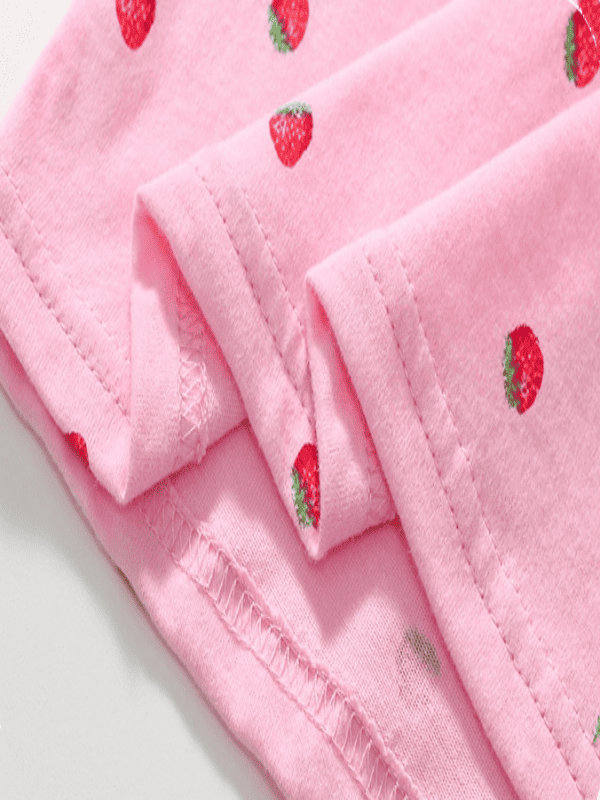 Little Maven Girls Strawberry Print Cotton Short Sleeve Polo Shirt