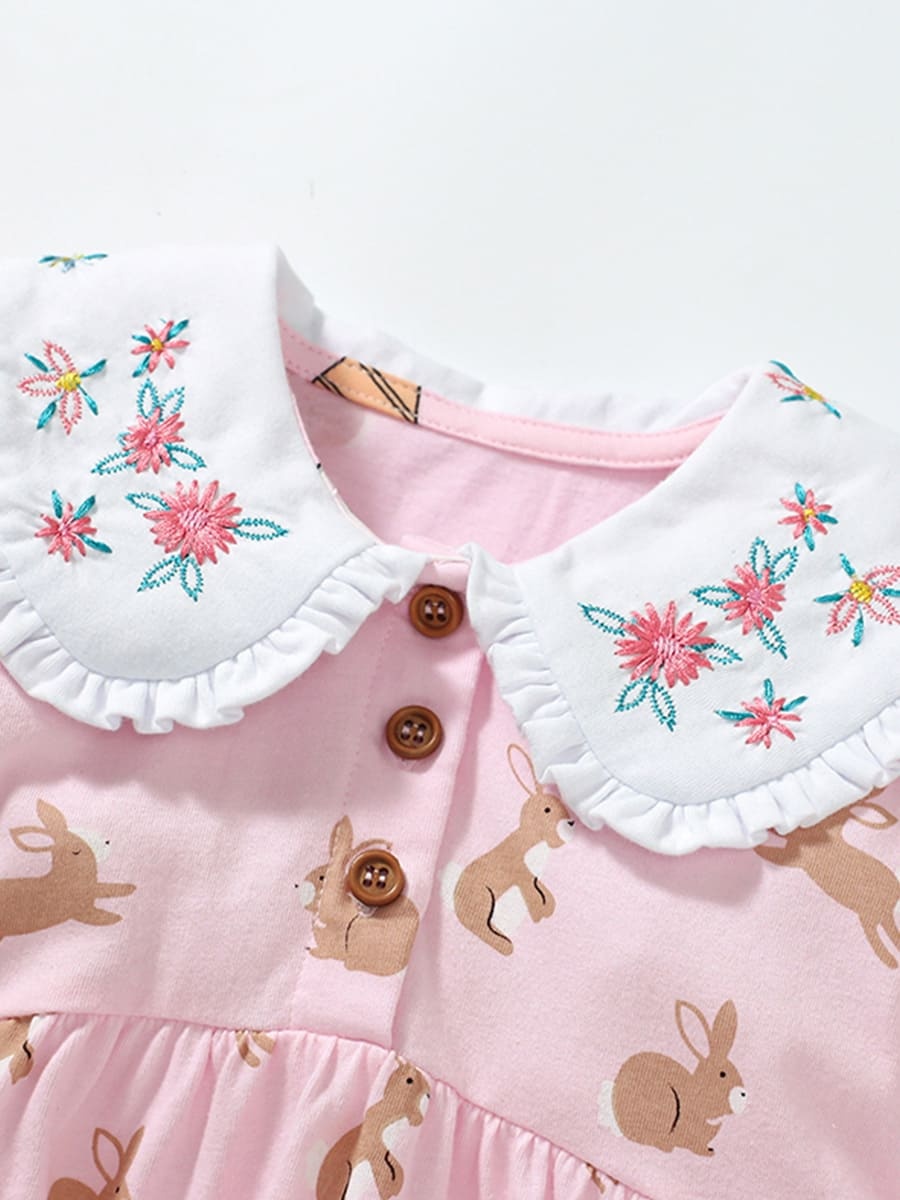 Little Maven Kid Girls Summer Bunny Print Cotton Dress