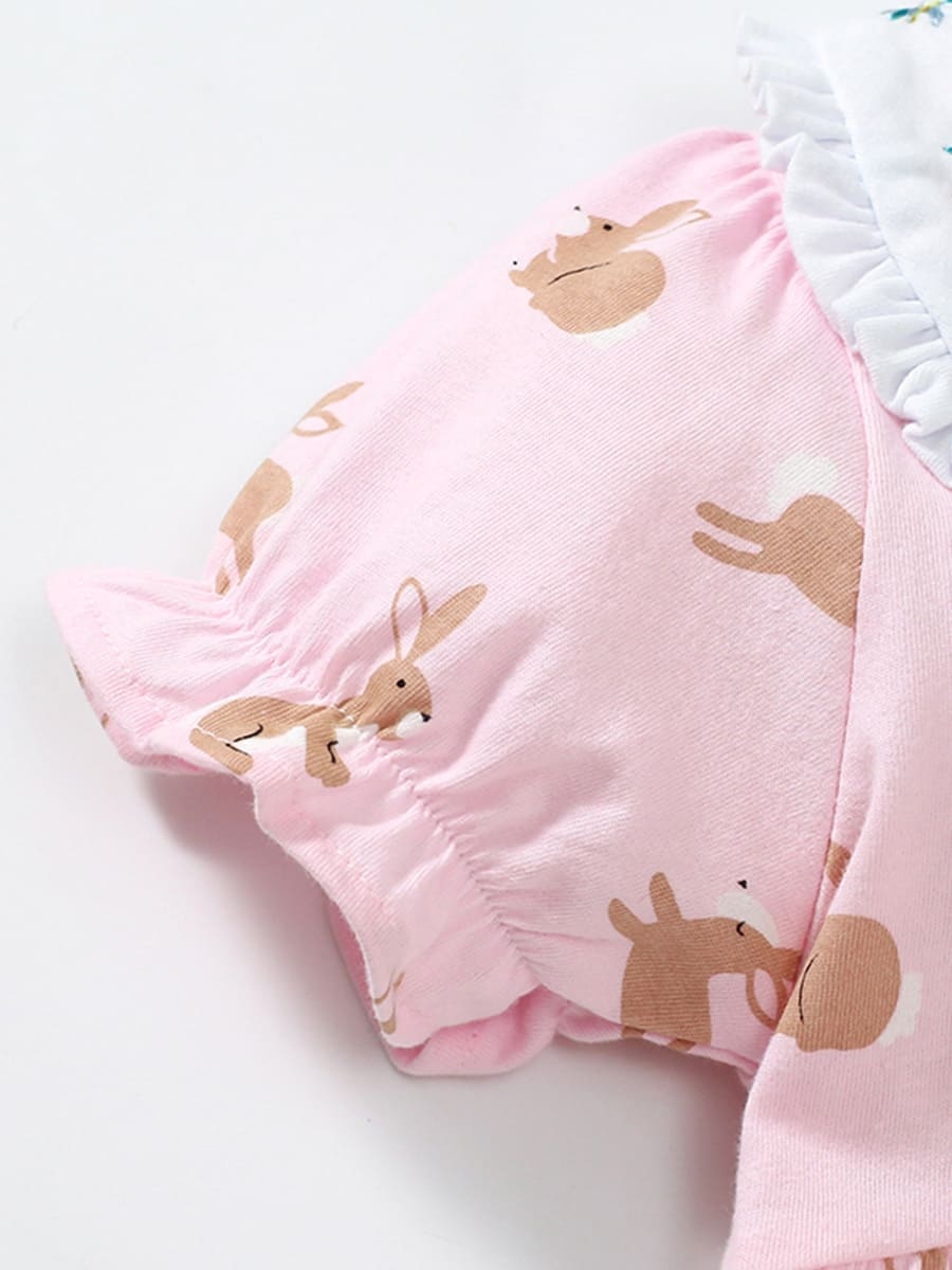 Little Maven Kid Girls Summer Bunny Print Cotton Dress