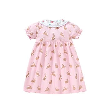 Little Maven Kid Girls Summer Bunny Print Cotton Dress