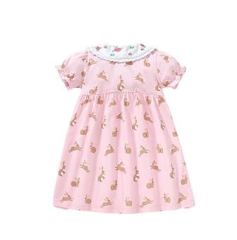 Little Maven Kid Girls Summer Bunny Print Cotton Dress