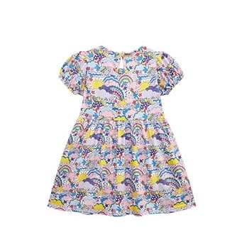 Little Maven Girls Summer Cartoon Printed Cotton Short Sleeve Dress