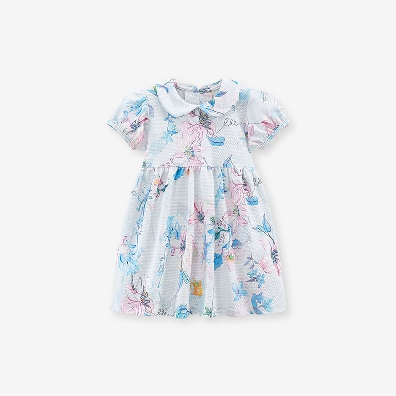 Little Maven Kid Girls Summer Floral Print Short Sleeve Dress
