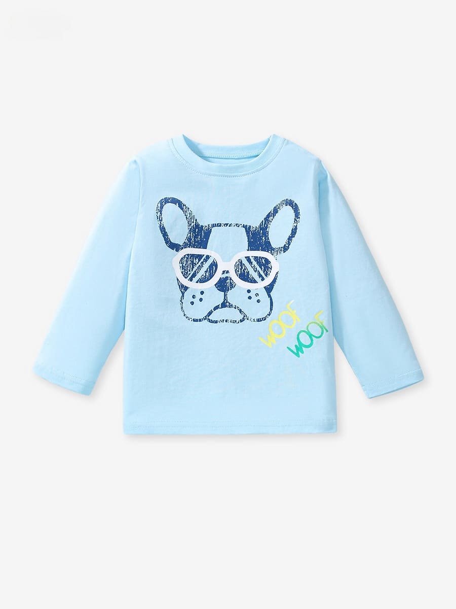 Kid Boys/Girls Cute Dog Printed Cotton Long Sleeve Tee