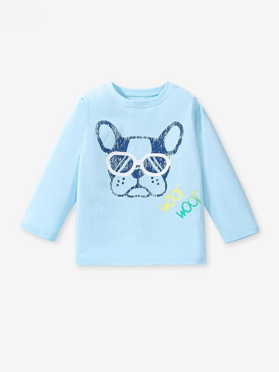 Kid Boys/Girls Cute Dog Printed Cotton Long Sleeve Tee