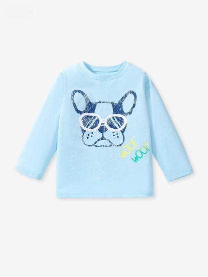 Kid Boys/Girls Cute Dog Printed Cotton Long Sleeve Tee