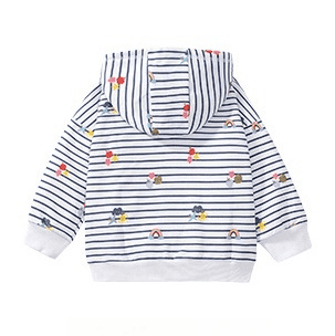 Adorable Cartoon Print Striped Cotton Hoodie for Girls
