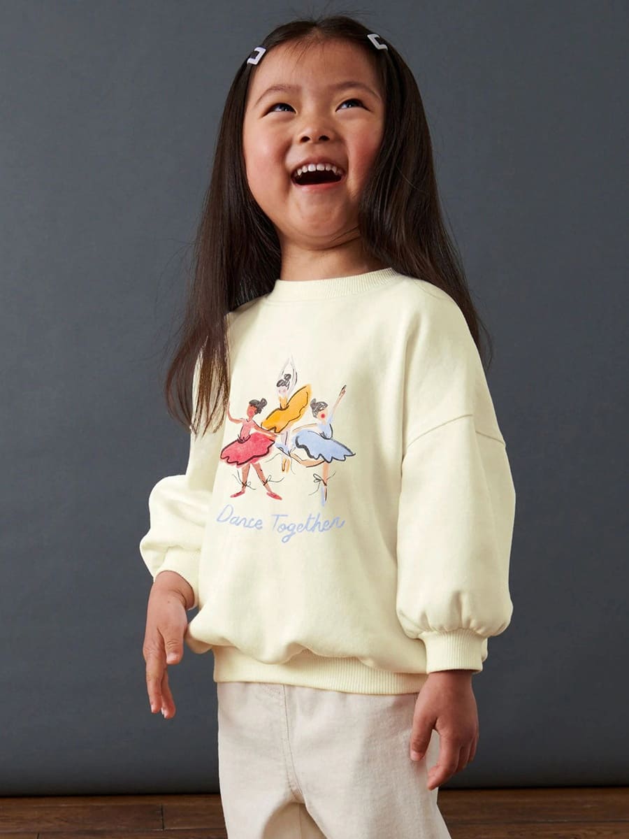 Kid Girls Character Print Cotton Long Sleeve Sweatshirt