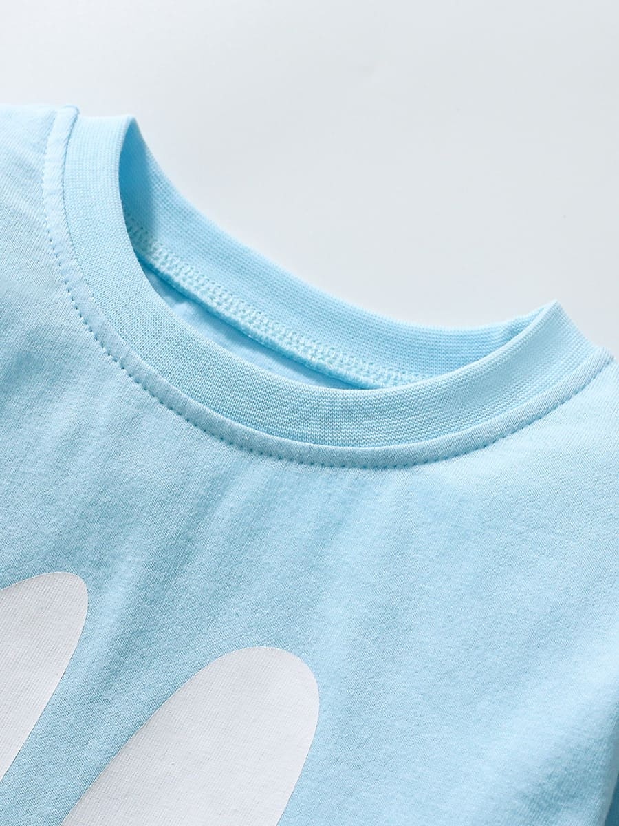 Kid Girls Cute Long-eared Rabbit Printed Cotton Long-sleeved Tee
