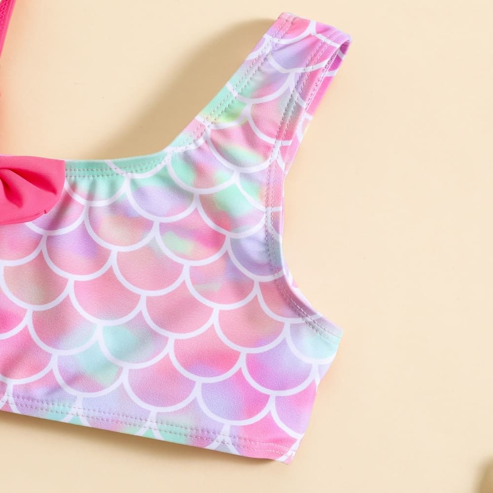 Stylish One Shoulder Adjustable Bowknot Bikini Swimsuit Set for Girls