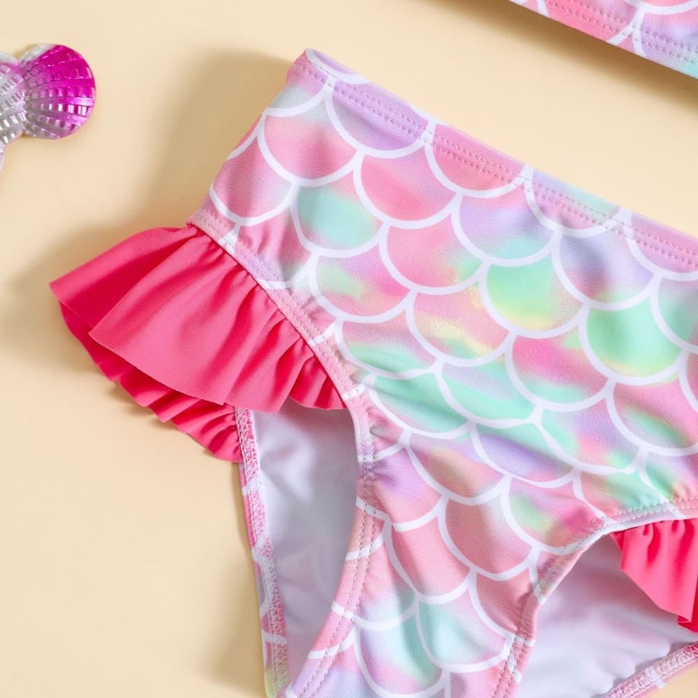 Stylish One Shoulder Adjustable Bowknot Bikini Swimsuit Set for Girls
