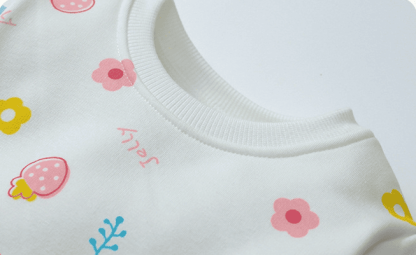 Kid Girls Cartoon Printed Cotton Plush Mesh Dress