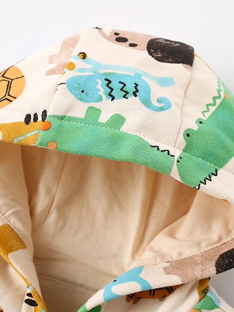 Little Maven Toddler/Kid Boy Cartoon Animal Print Hooded Jacket