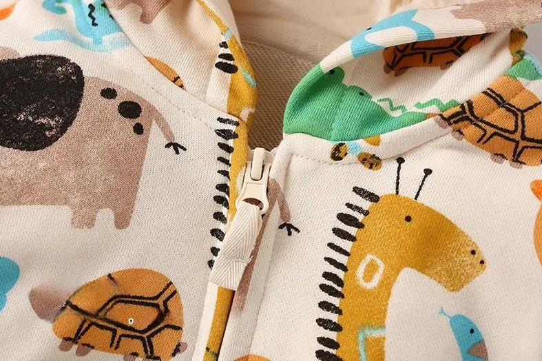 Little Maven Toddler/Kid Boy Cartoon Animal Print Hooded Jacket
