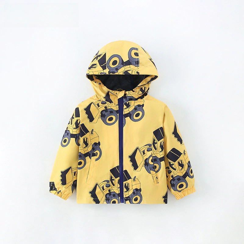 Little Maven Toddler/Kid Boy Construction Truck Print Hooded Zip-Up Jacket