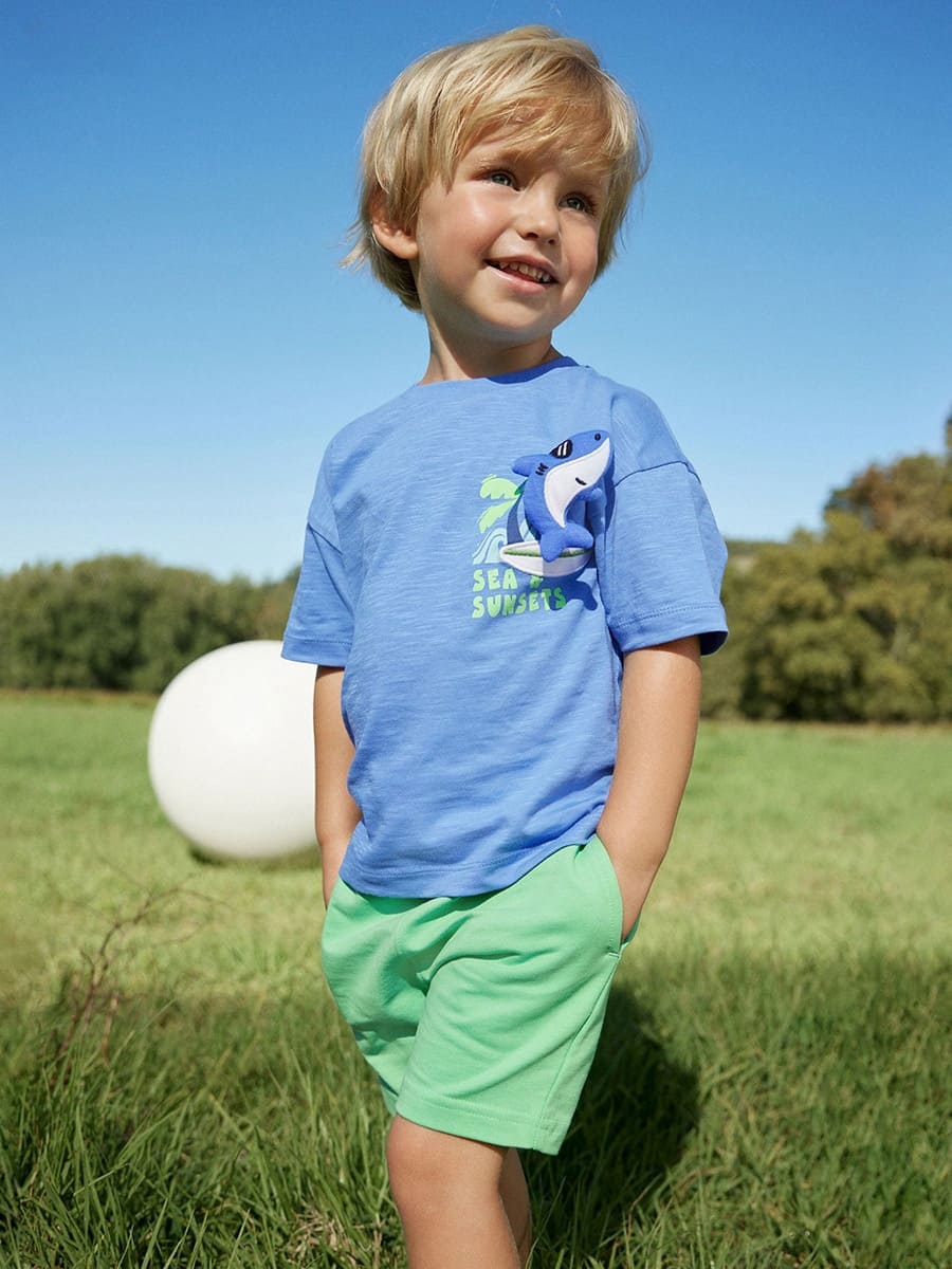 Kid Boys 2pcs Cute Dolphin Style T-shirt and Shorts Set