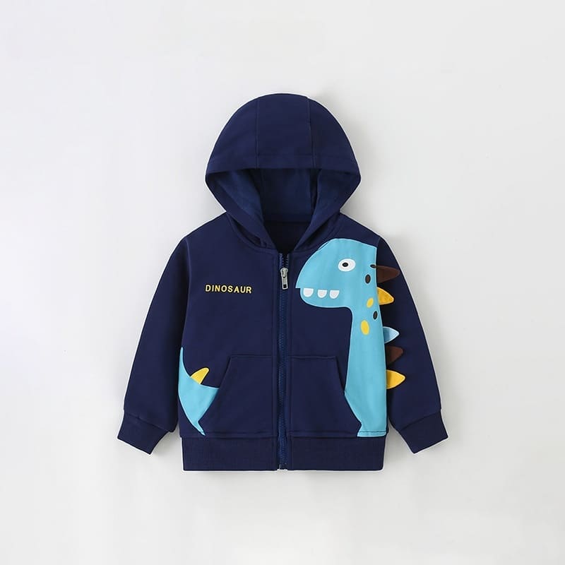 Toddler/Kid Boys 3D Dinosaur Print Casual Zip-Up Hooded Jacket