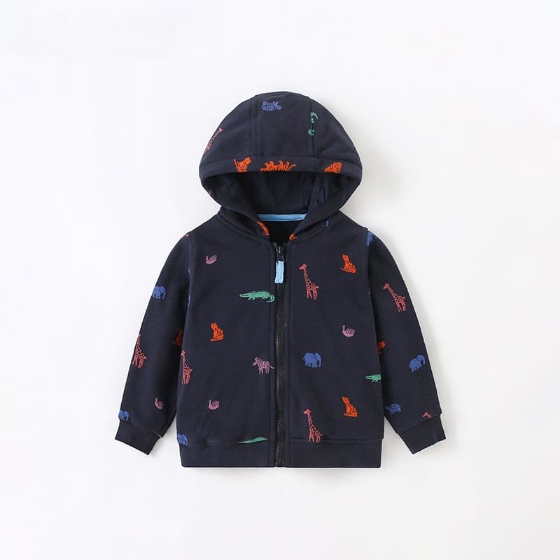 Toddler/Kid Boys Cartoon Animal Print Casual Zipper Hooded Jacket